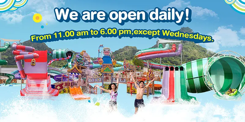 สวนน้ำรามายณะเปิด 11:00–18:00 น. ยกเว้นวันพุธ